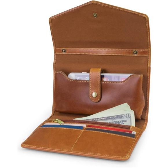 RFID Leather Wallet Phone Bag with Detachable Crossbody Strap - Picture 4 of 4